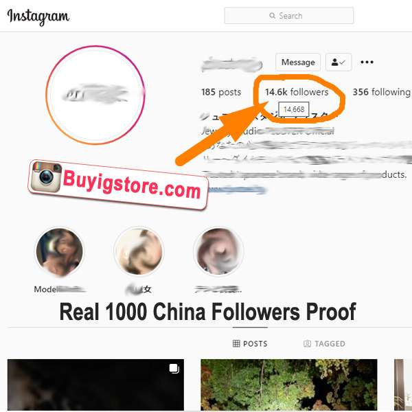 1000 China Followers Proof